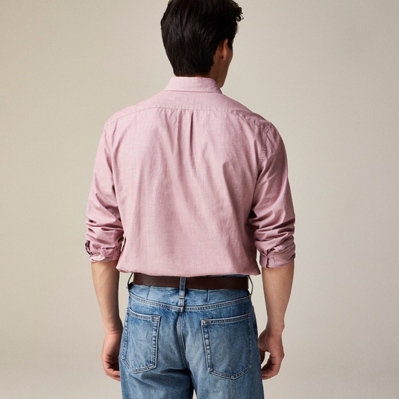 JCREW Size L Secret Wash Cotton Poplin Shirt Slim Fit in Red Ochre $98 BW443 - Picture 5 of 5